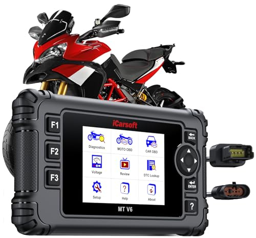iCarsoft MT V6 Motorrad-Diagnose-Scan-Tool für Ducati, alle Systemdiagnose Motorrad-Scanner mit 101 aktiven Tests, 85 Wartungsdiensten, Lesen/Löschen von Codes, Batterietest, für 99% Ducati Modelle