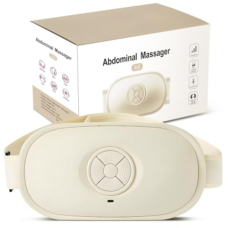 Himouta Elektrisches Bauchmassagegerät mit Wärmefunktion, tragbares Abdominale Massagegerät mit Zwei Scheiben gegen Verstopfung und Regelschmerzen, Verdauungshilfe für Zuhause und Büro