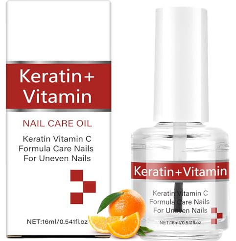Keratin Vitamin C Nail & Cuticle Oil, Nail Strengthener & Growth Treatment, Moisturizing Repair for Dry Damaged Nails, Nourishing Care with Keratin Protein, 16ml
