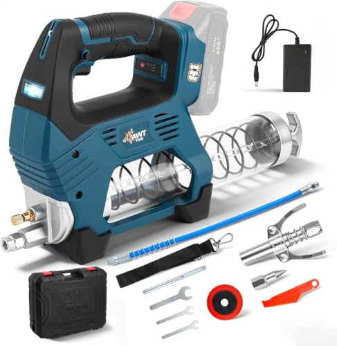 Nastopee Akku Fettpresse kompatibel mit Makita, 12000 PSI Bürstenloser Motor Elektrische Fettspritze, 3-stufige Geschwindigkeiten, Electric Grease Gun mit Saugteller für Kartuschen & Loses Fett