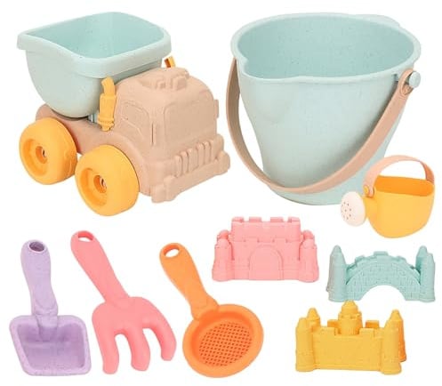 9-teiliges Strandspielzeug-Set für Kleinkinder Strandspielzeug-Set aus Kunststoff mit Eimer,Sandförmchen,und Schaufel Reise Sand Spielzeug ab 1 Jahr für draußen ehrreicher Sand für lustige Sommerzeit