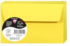Clairefontaine 5561C - Packung mit 20 Umschläge Pollen, 90 x 140 mm, 120g, ideal für Einladungen und Korrespondent, Sonnengelb, 1 Pack