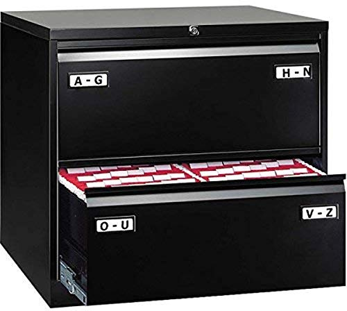 BISLEY Light Hängeregistraturschrank, doppelbahnig, DIN A4, 2 HR-Schubladen, Metall, 633 Schwarz, 62.2 x 80 x 71.1 cm