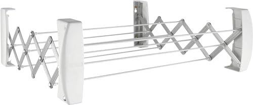 Leifheit Wandtrockner Teleclip 74 Extendable, 4,2m Trockenleine, ausziehbarer Wandtrockner, platzsparender Trockner, kompakt und robust, Wäschetrockner für die Wand, Wäschreck mit Wandmontage, Blau