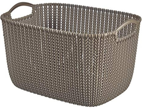 Curver 226165 rechteckiger Aufbewahrungskorb, aus braunem Kunststoffgeflecht, 38,5 x 28,5 x 23,5 cm, 19 l