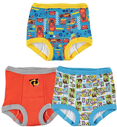 Disney Baby Potty Training Pants with Cars, Toy Story, Nemo & More with Chart & Stickers in Sizes 2t, 3t and 4t Toddler Underwear, Assorted Pixar, 2 (Pack of 3)