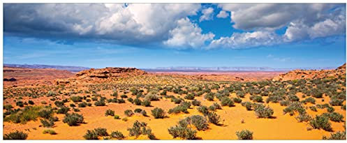 Wallario selbstklebendes Poster - Wüste in Arizona - Blauer Himmel mit Wolken I, Aufkleber in Premiumqualität, Klebefolie Größe: 50 x 125 cm