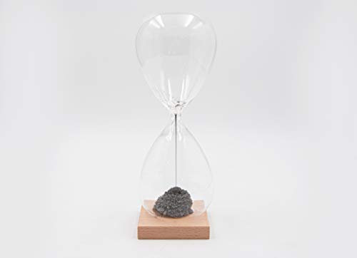 Mascagni Grand Sablier Magnétique avec Base en Bois - Hauteur 24 cm - Objet de Décoration avec création de Boules Exceptionnelles Toujours différentes, Gris