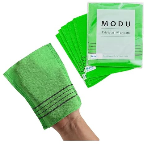 Modu Koreanischer Peeling-Handschuh, Waschlappen, 17 x 14 cm, asiatisches italienisches Handtuch, 6 Stück, Grün, 6 Stück