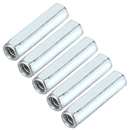 5Pcs M6 Accoppiatore Dado Esagonale (40 mm), Manicotto Filettato Femmina, Manicotto Dado in Acciaio al Carbonio Accoppiamento Dadi Esagonali Lunghi Dadi Prigionieri