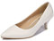 Lnafan Women's Ladies' Slip On Kitten Heels Court Shoes Dress Pumps Office Work Shoes White Size 4UK