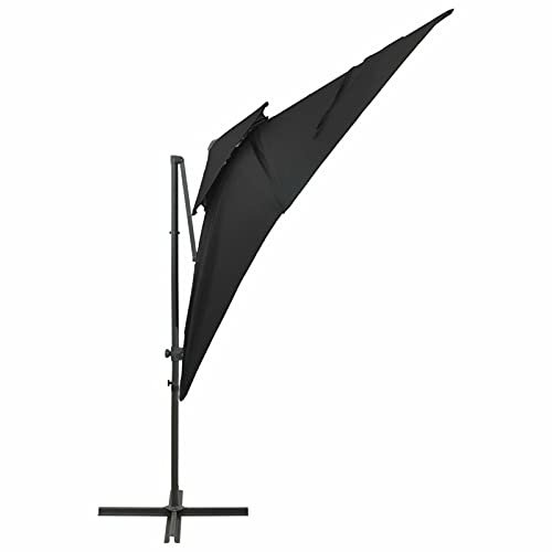 Tidyard Ampelschirm mit Lüftung Gartenschirm Terrassenschirm Kurbelsystem Balkonschirm Kippbar und um 360° drehbares Design Strandschirm Marktschirm Schwarz 250x250 cm