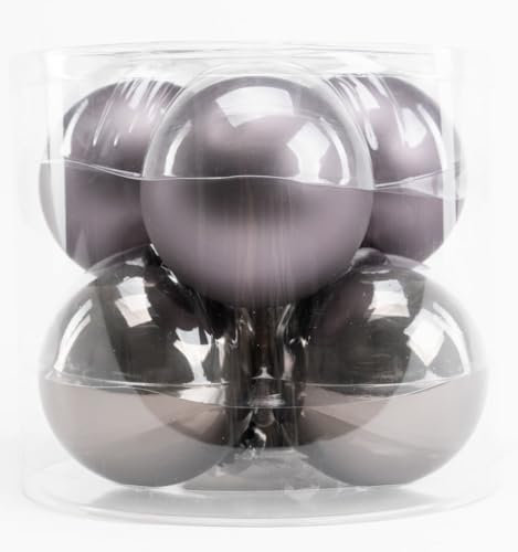 TrendLine Weihnachtskugeln aus Glas Ø80mm 6 STK warmgrau Christbaumkugeln Xmas