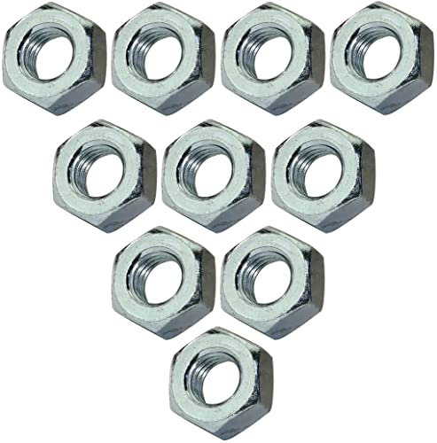 AERZETIX - C45715 - Set di 10 - Dadi esagonali a 6 lati - parti metalliche/distaccato/serraggio/assemblaggio - acciaio zincato - filettatura M10 metrica femmina - fai da te - argento