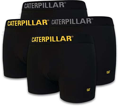 CAT Caterpillar Boxers Noir | Tailles M, L, XL, XXL, XXXL, 2XL, 3XL | Boxers pour homme | Shorts rétro sans étiquette | Pack de 4 | 8 | 12, Noir , XL