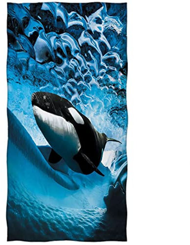 Zomer Strandtuch 70x140cm,Bedrucktes Mikrofaser Badetuch Frottee-Orca,Wal