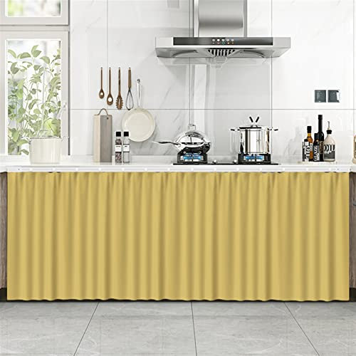 Liveinu Rideaux Armoire pour Armoire de Cuisine, Salle de Bain, Rideau Anti-poussière pour étagères, Panneau Mural,Installation Crochet et Boucle 90x100cm （L x H Jaune