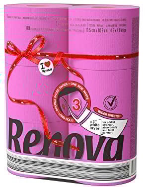 buntes, farbiges Toilettenpapier 24 Rollen - 3-lagig - Renova - weich - originell - Klopapier - Black label - pink