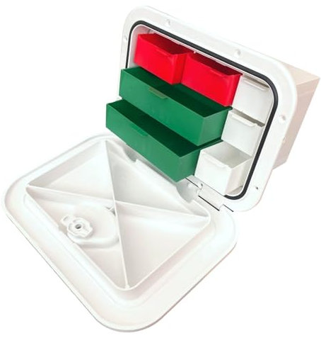 GeBOOTE24 An- & Verkauf Ablagefach Staufach Box m. Schubladen Top Line 375x270 weiß Staubox Boot Caravan