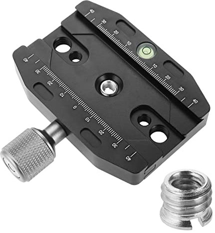 Aupoko 90mm Schnellwechselplatte Klemme, Universal Klemme Adapter QR-90 für Stativkopf, Quick Release Plate Clamp mit 1/4 auf 3/8 Adapter Kompatibel mit Arca Swiss Kugelkopf