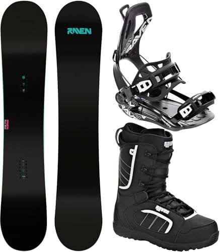 Raven Snowboard Set: Snowboard Raven Pure Mint + Bindung FT360 Black + Boots Raven Target (Snowboard 143 cm + Bindung S + Boots 39, FT360 Black)