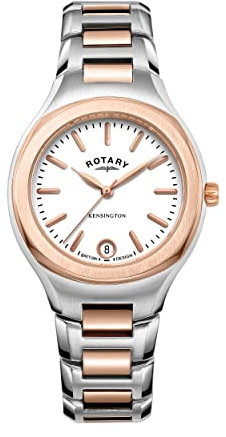 Rotary Kensington für Damen | weißes Zifferblatt | zweifarbiges Edelstahlarmband LB05107/02