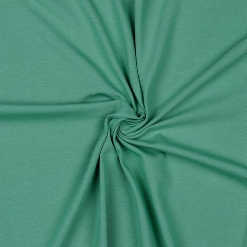 VmG-Store Jersey Stoff UNI Meterware 75 Farben zum Nähen Baumwolljersey Nähstoff Kinderstoff 150 cm breit (061 I Hell Petrol)
