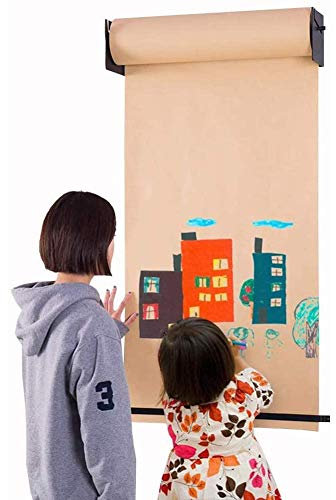 Usknxiu Wand montiert Kraftpapier Rollenhalter mit Roller Zeichnung Kraft Papier für Büro, Café oder Zuhause, Innovative Alternative zu Whiteboard, Flipchart, Memoboard oder Kreidetafel,60.5cm