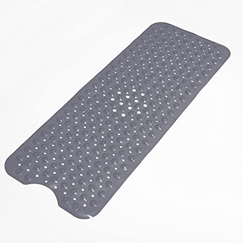 WITEN&NOCK Duschmatte für die Badewanne 100×40 cm Antirutschmatte Badewannenmattemit Abflusslöchern Badewanneneinlage rutschfest für Kinder badewannen zubehör (Grau)
