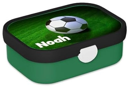 Mepal Personalisierte Brotdose mit Namen - Bento Lunchbox für Kinder - Fußball - Geeignet für bis zu 4 Butterbrote - BPA-frei & Spülmaschinenfest - 750 ml - Real Football