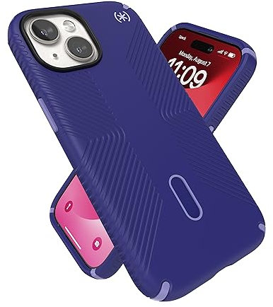 Speck iPhone 15 Hülle – ClickLock rutschfeste Interlock, MagSafe, Fallschutzgriff – für iPhone 15, iPhone 14, iPhone 13–6,1 Zoll Handyhülle – Presidio2 Grip Future Blue/Purple Ink/Sky Purple