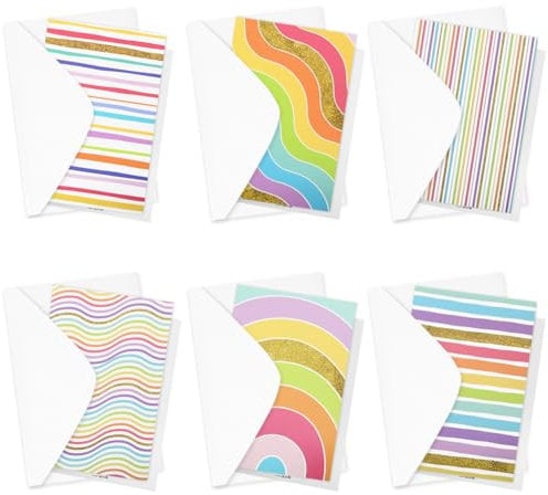 Dankeskarten,Thank You Cards Regenbogen Gestreifte Goldfolie 30 Stück, 5.9 x 3.9 Zoll Karten Mit Umschlag Klappkarten Grußkarten Einladungskarten Für Geburtstag Hochzeit Baby Dusche Glückwunschparty