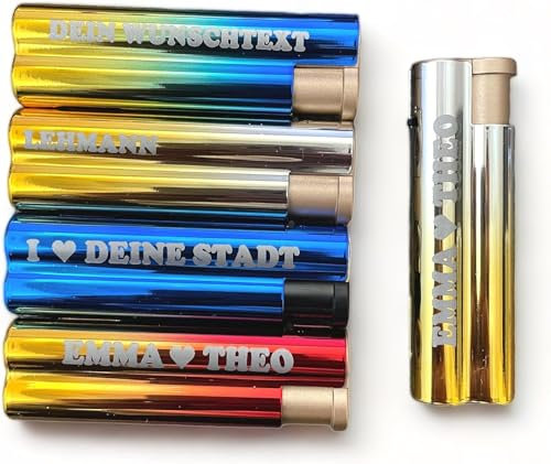 Clearfee Jet Flamme Sturmfeuerzeug | Windfest, Witterungsfest | Nachfüllbar | Elegant Gold Metallic Farben | Elektronik Jet Turbo Flamme Feuerzeug (mit Personalisierung, 5)