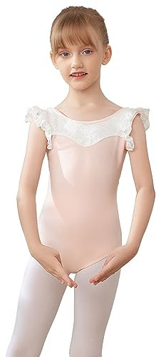 AOQUNFS Ragazze Ginnastica Leotards Manica Corta Body Danza Classica Bambina Ginnastica Artistica per Bambina, R01-Rosa,8-9Anni