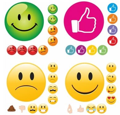 216 Aufkleber GUT - SCLECHT Sticker Motivation 19mm selbstklebend Bewertung Aufkleber lachendes Gesicht Belohnungsaufkleber Schule Büro Spaß