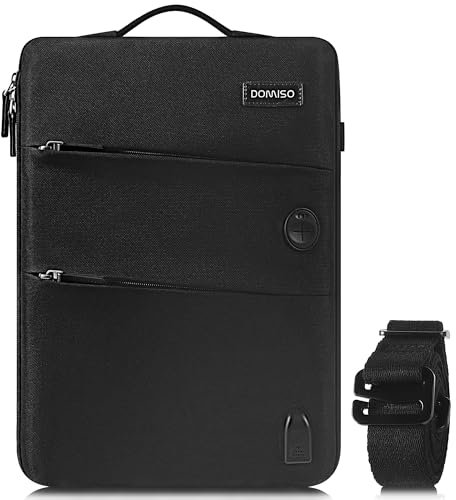 DOMISO 15-15,6 Pollici Borsa PC Impermeabile Custodia Computer Portatile Borsa Protettiva Business con Porta di Ricarica USB e Porta Cuffie per Apple/Lenovo/Asus/Acer/HP/Dell, Nero 2
