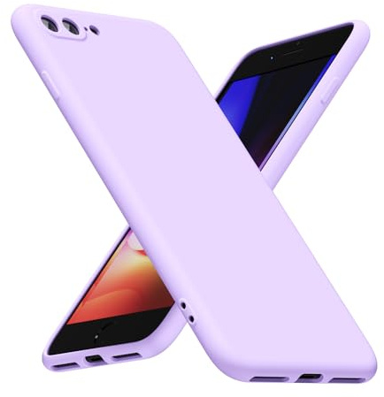 LoeoeL for iPhone 8 Plus/ 7 Plus Phone Case Silicone, Minimalist Ultra Thin Slim Soft Rubber Gel Solid Color Matte TPU Cute Case for Women Men, Girly Aesthetic Design & Camera Cover, Purple Lavender