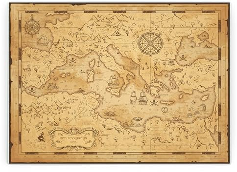 Grande protezione per piano di lavoro rettangolare in vetro stile mediterraneo, stile vintage, idea regalo, tagliere da cucina, tagliere da cucina, con piedini antiscivolo, 39 cm x 28,5 cm