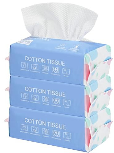 SFTTNOTU Lingettes,Nettoyantes en coton Jetables pour le Visage,Utilisation humide et sèche pour peau sensible,Lingettes bébé,Lingettes Démaquillantes, 3 paquets (20x20cm 180Lingettes)