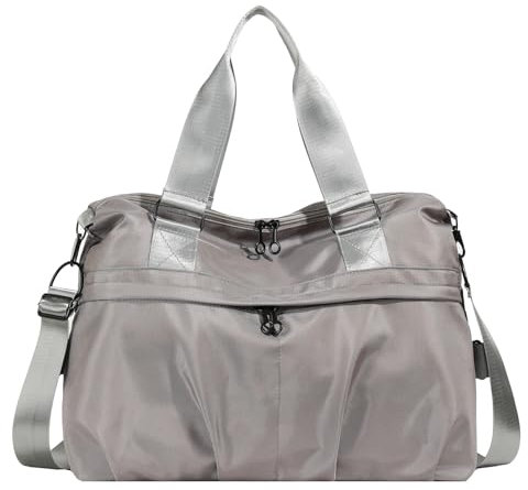 I IHAYNER Reisetasche für Damen, Weekender Übernachtungstasche mit Laptopfach, Tragetasche mit Gepäckhülle, GRAU, Reisetasche, Reisetasche, Wochenendhandtasche