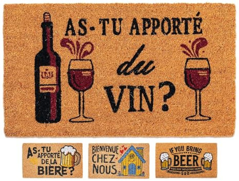 LUA VIKA Paillasson Exterieur Entree - Vin - 40x70 cm - Tapis Entree Exterieur Antidérapant - Tapis Coco Interieur Drole - Paillasson Coco Original Rigolo
