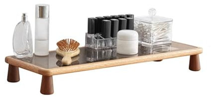 ZYFAB Bois Support de Moniteur Vertical, Noyer Ordinateur Réhausseur d'écran avec Acrylique de Bureau Réhausseur Moniteur pour PC écran de télévision Ordinateur Portable,A