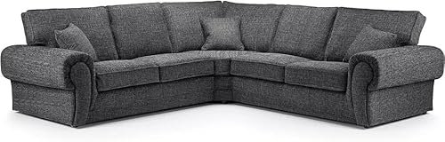 Symmetrical Corner Sofa, Chenille Fabric, Grey