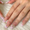 24Pcs Französische Spitze zum Aufdrücken der Nägel, Fake Nägel mit French Tip und Schmetterlings-Design, Vollständige Abdeckung, Künstliche nails mit Strasssteinen für Damen ＆ Mädchen (Rosa, 24x)