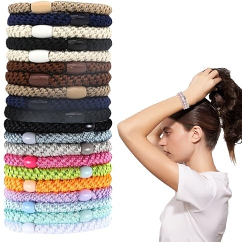 Thoquene 20 Stück Haargummi Armband Original, Geflochtene Haargummis Elastische
