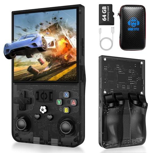 R36 Max - Consola de juegos de mano retro, consola de videojuegos con 64G incorporada de más de 18000 juegos, 4000 mAh recargable, soporta más de 30 simuladores, sistema Linux, pantalla IPS de 4.0