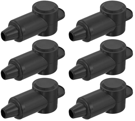 QUARKZMAN Batterieklemmenabdeckung, 6 Stück Silikon Batterie Polabdeckung Positiv Negativ Batteriepol Abdeckungen Battery Terminal Covers L7.5-19-69mm für Autos, E-Bikes, Lkws, Schwarz
