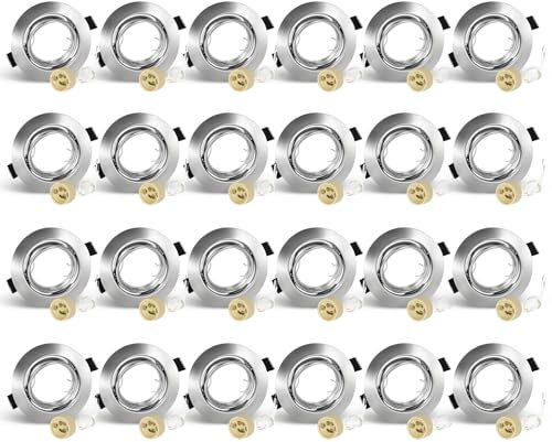 KEJIYILT GU10 Einbaustrahler 24er Set – Schwenkbare LED Spots 230V, Edelstahl gebürstet Einbauspots, Runde Deckenspots inkl. Fassung für GU10 LED oder Halogen