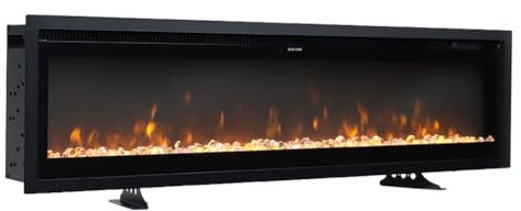 Elektrischer Kamin, an der Wand montiert/vertieft/frei stehend 40 Zoll Raumheizung mit Fernbedienung einstellbare Flammen Farben Touch Screen Energieeinsparung