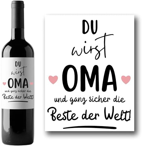 Du wirst Oma Weinetikett Schwangerschaft Verkündung verkünden Überraschung Geschenk Flaschenetikett Sektetikett